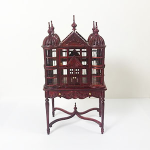 Y9580 Mahogany Birdcage (2 pieces) for 1" scale dollhouse - Click Image to Close